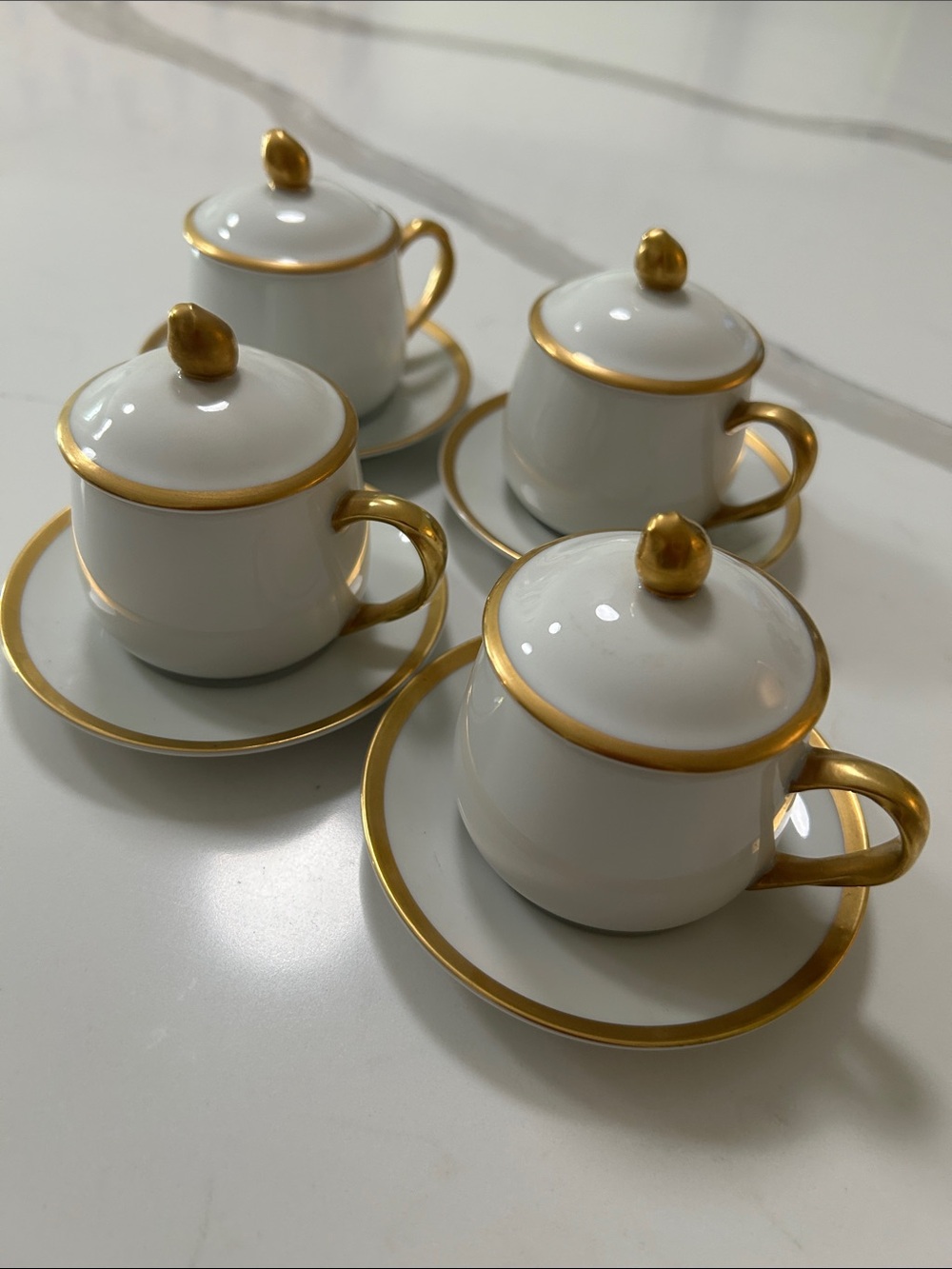 Fitz and Floyd Set of 4-“Palais” Pot de Creme